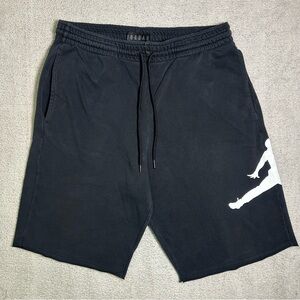 Nike Air Jordan Pull On Shorts Men’s Large Black & White Jumpman Logo Drawstring